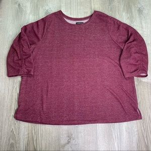 Lane Bryant Maroon Glitter 3/4 Sleeve Pullover Sweater Women's Size 26/28